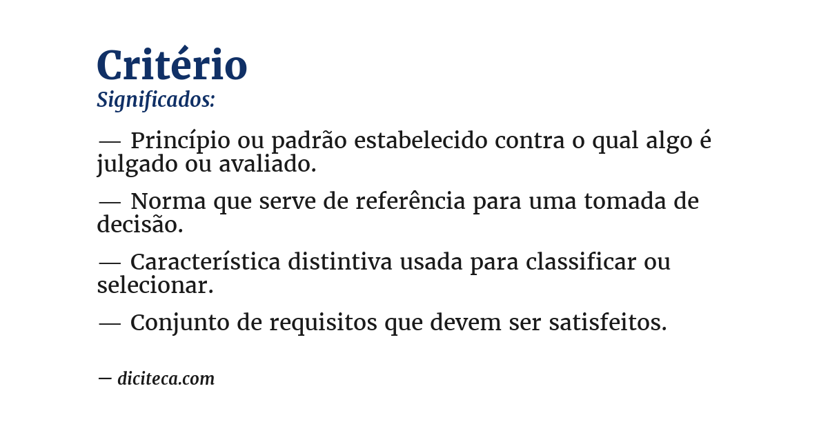 Significado de critério