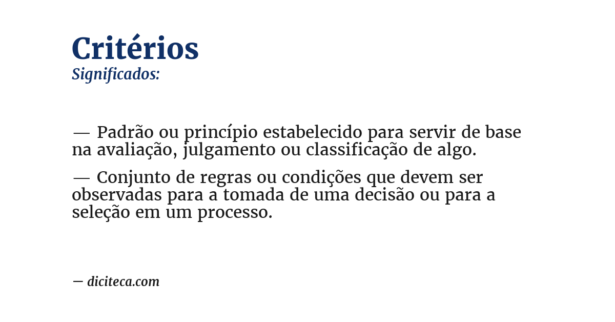 Significado de critérios