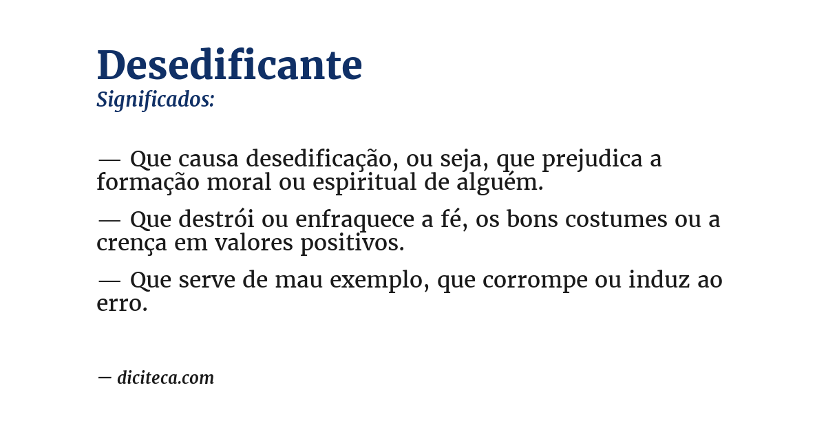 Significado de desedificante