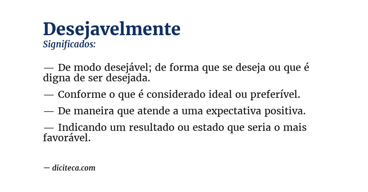 Significado de desejavelmente