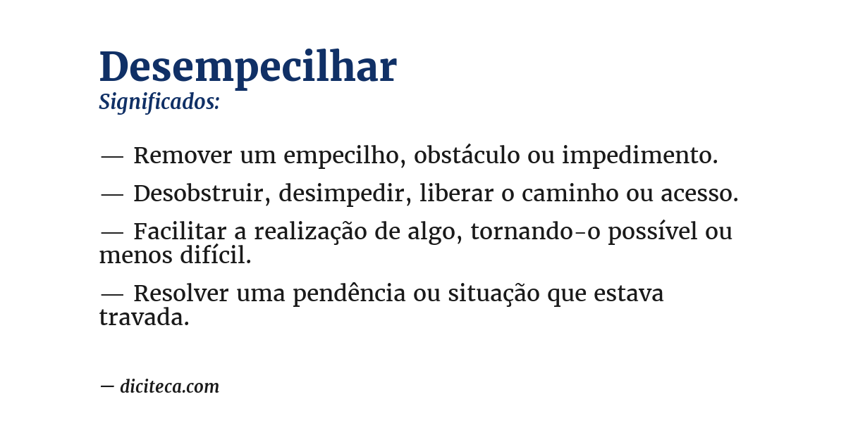 Significado de desempecilhar