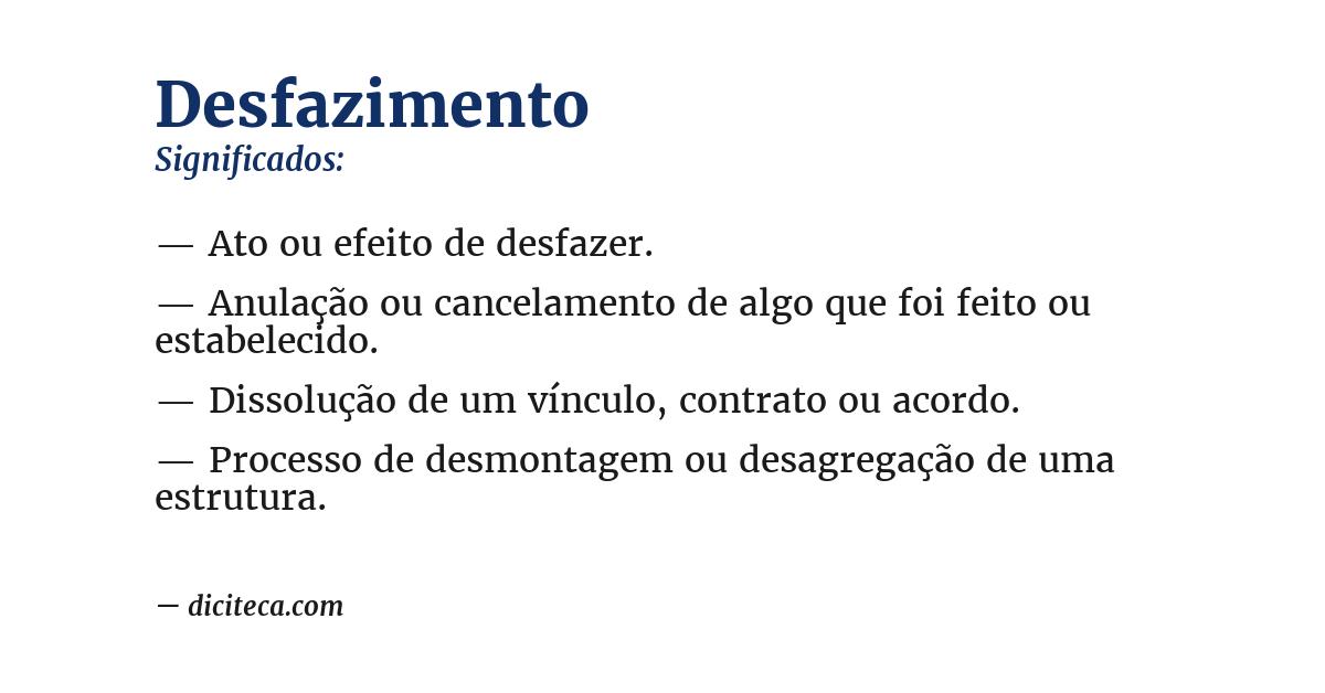 Significado de desfazimento
