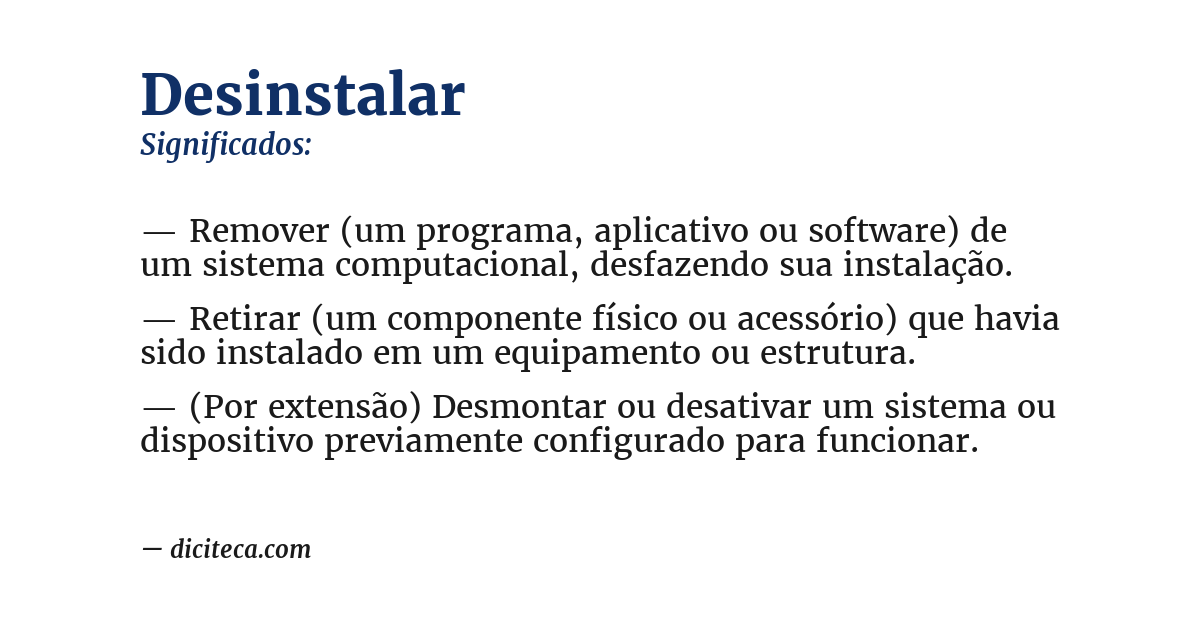 Significado de desinstalar