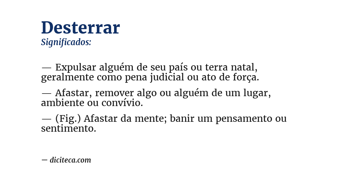 Significado de desterrar