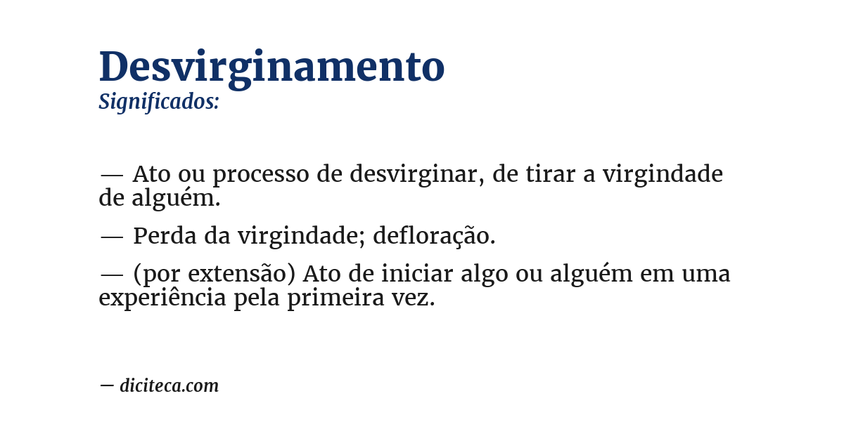 Significado de desvirginamento