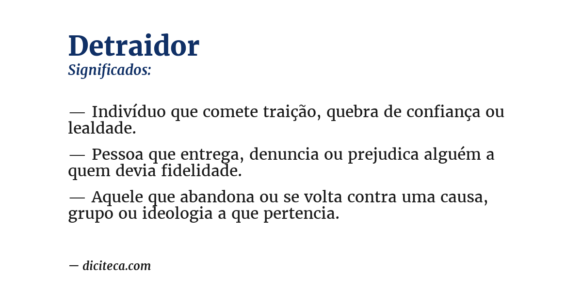Significado de detraidor