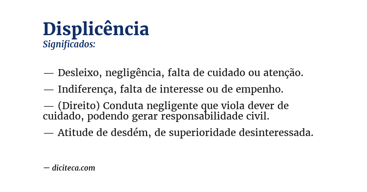 Significado de displicência