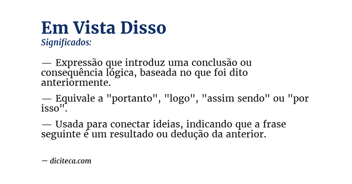 Significado de em vista disso