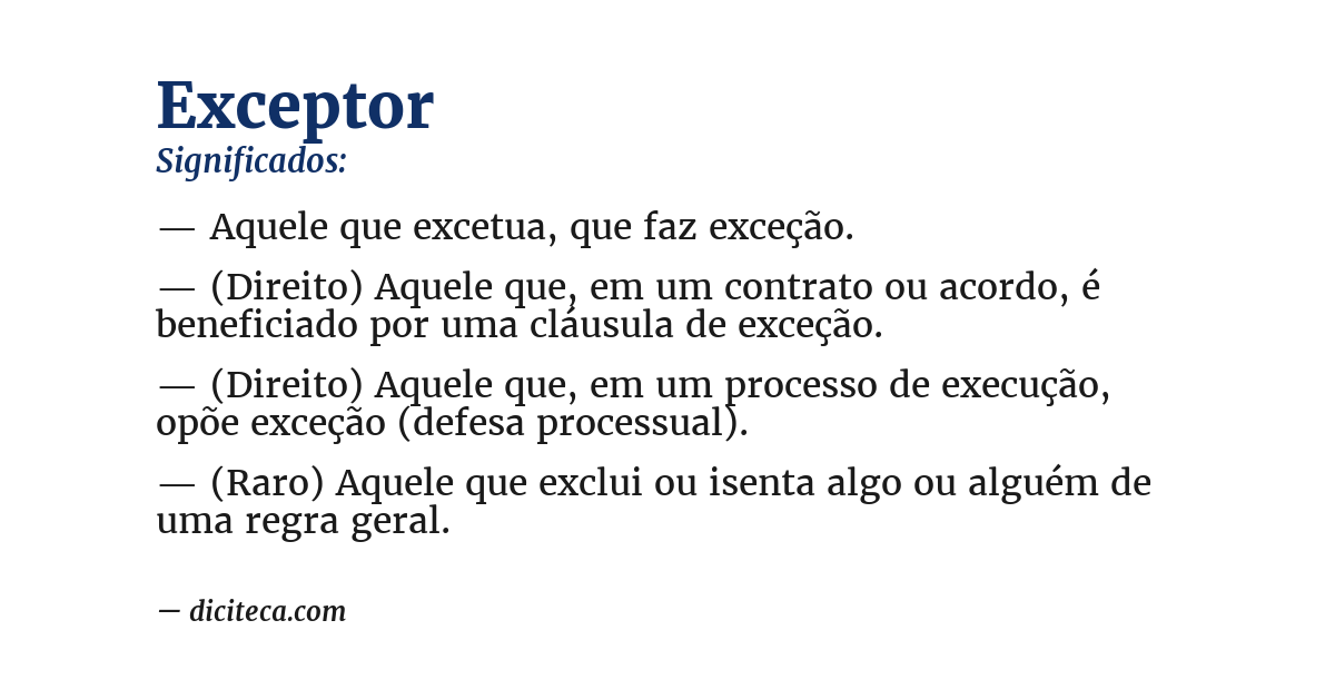 Significado de exceptor