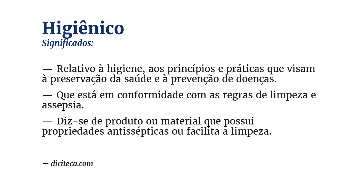 Significado de higiênico