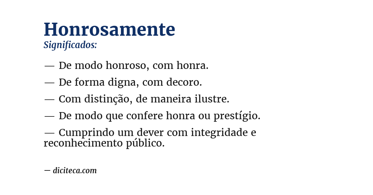 Significado de honrosamente