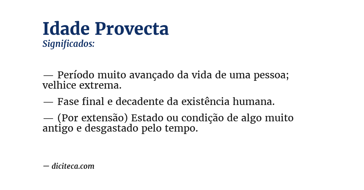 Significado de idade provecta
