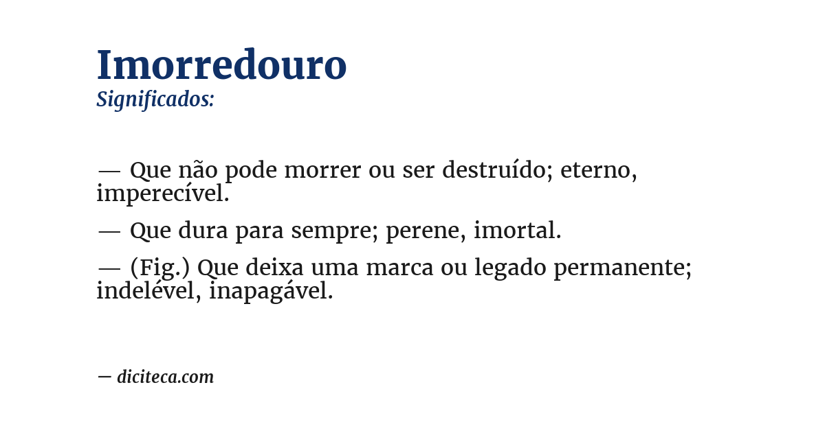 Significado de imorredouro