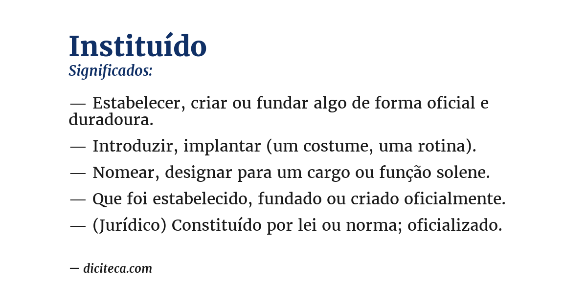 Significado de instituído