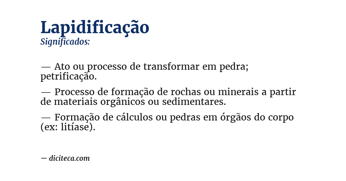 Significado de lapidificação