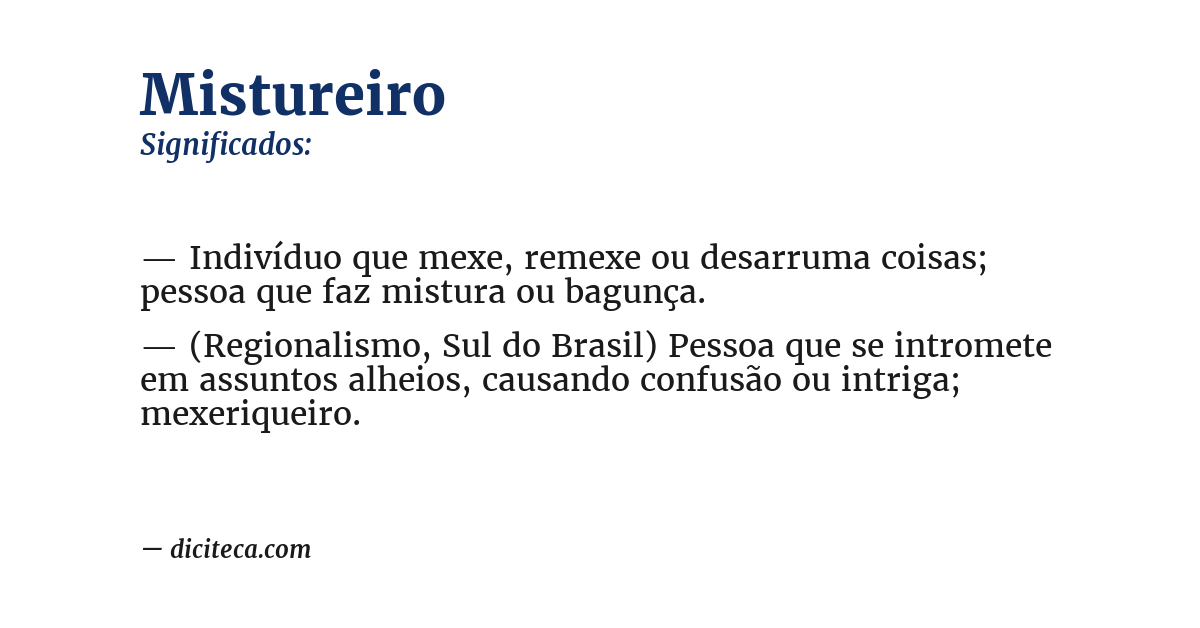 Significado de mistureiro
