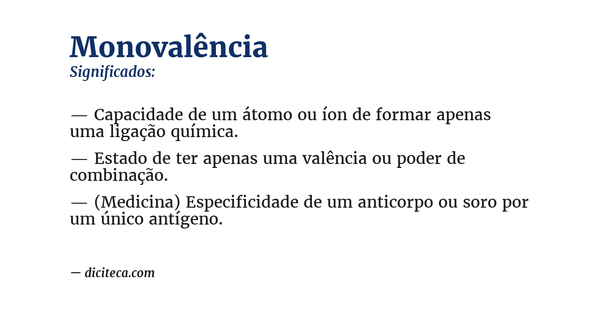 Significado de monovalência
