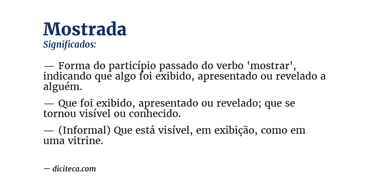 Significado de mostrada