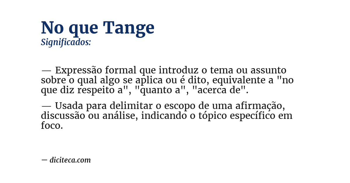 Significado de no que tange