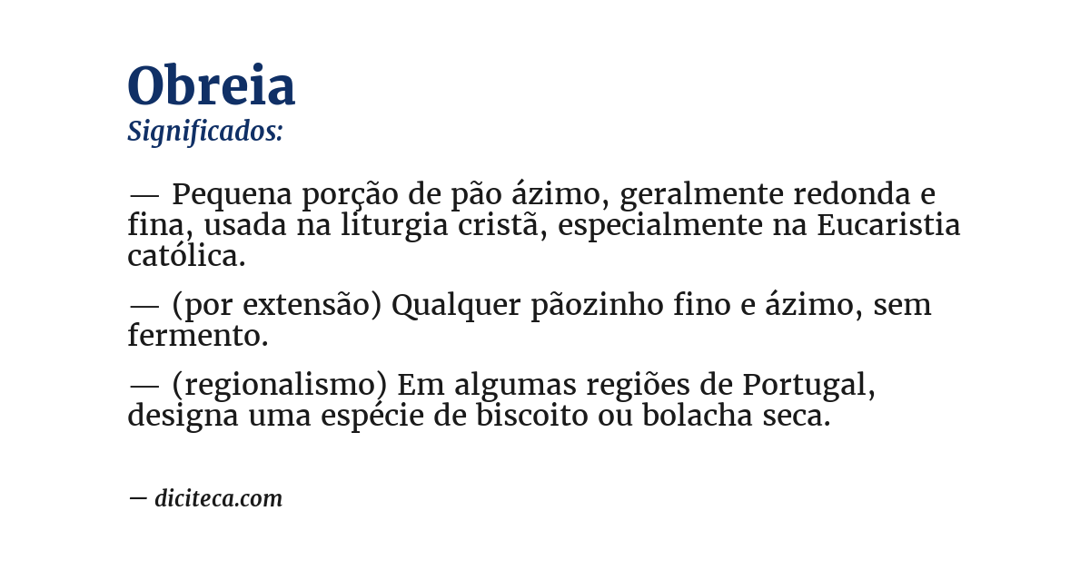 Significado de obreia