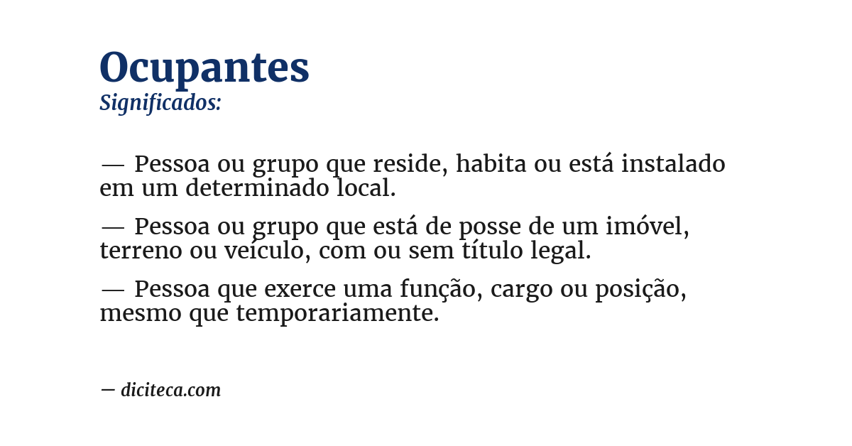 Significado de ocupantes