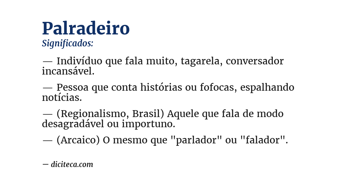 Significado de palradeiro