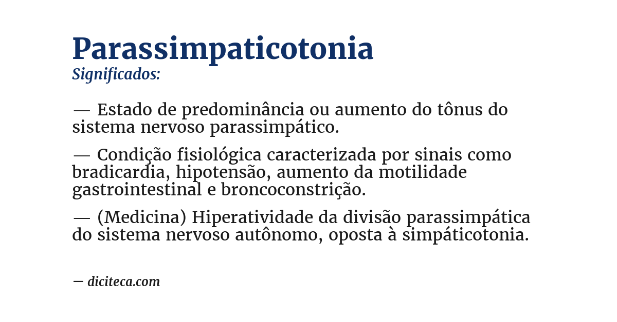 Significado de parassimpaticotonia