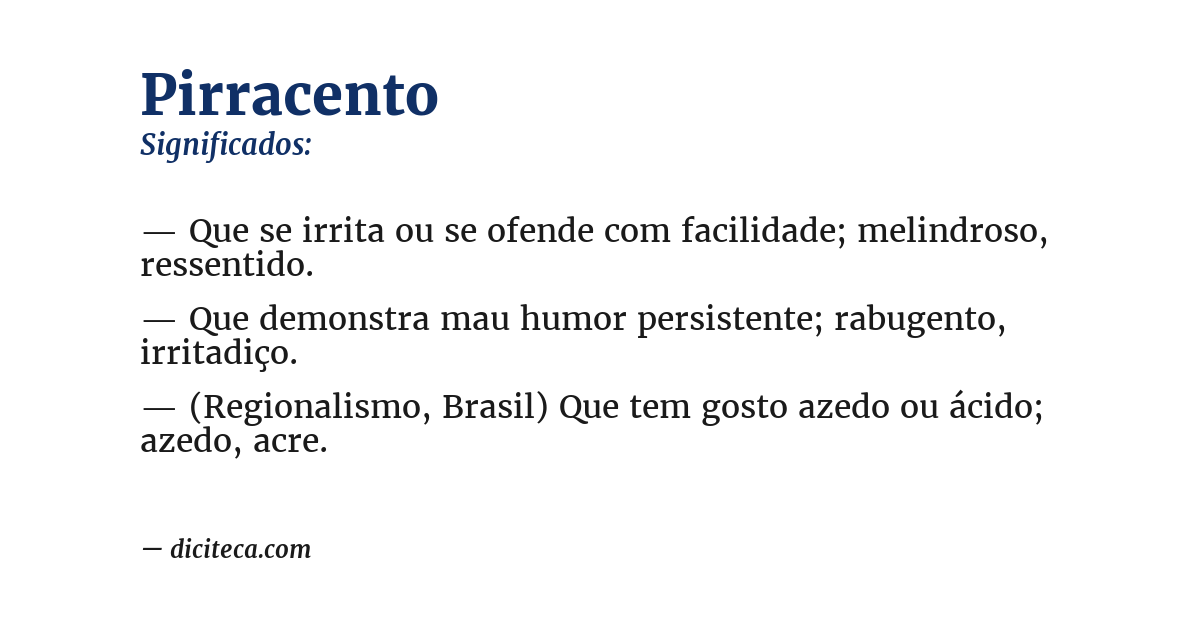 Significado de pirracento