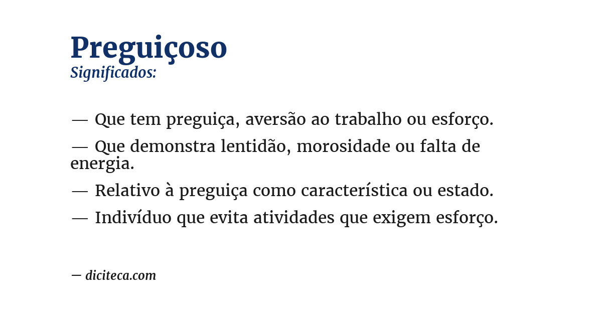 Significado de preguiçoso