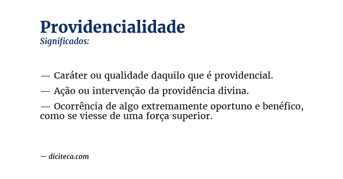 Significado de providencialidade