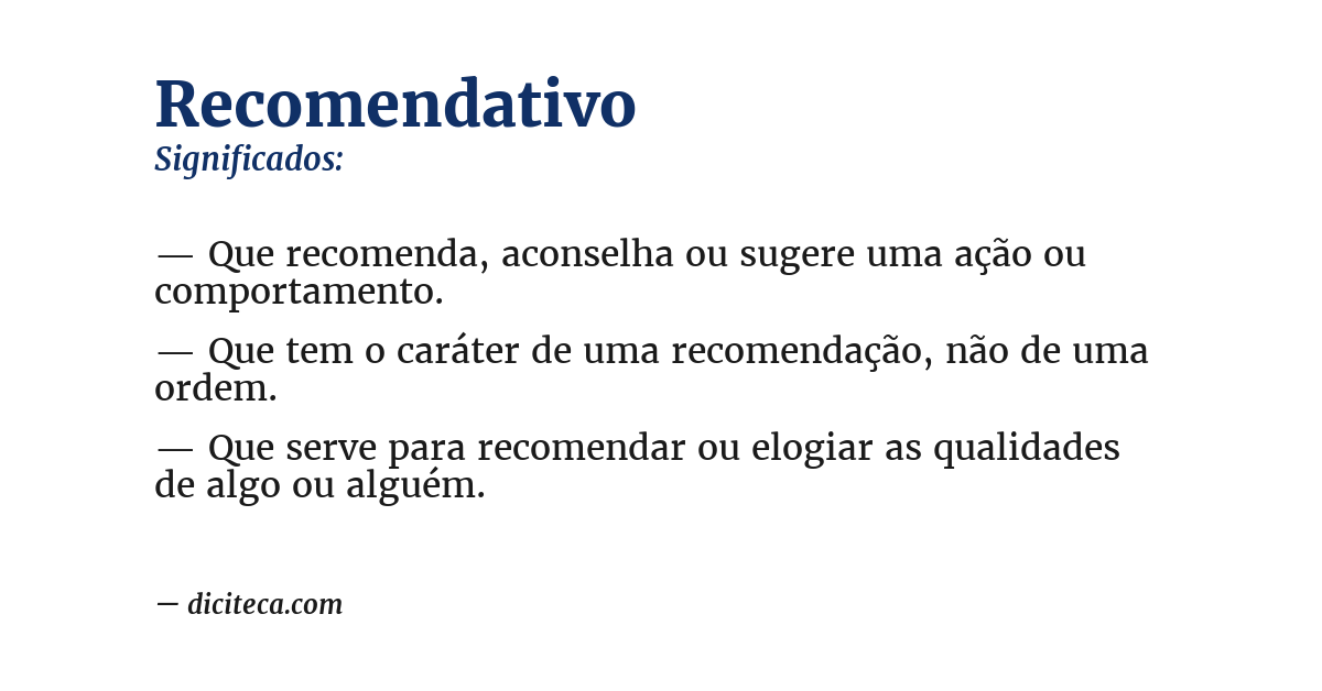Significado de recomendativo