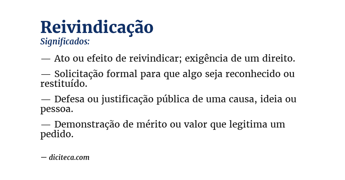 Significado de reivindicação