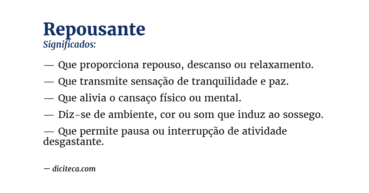 Significado de repousante