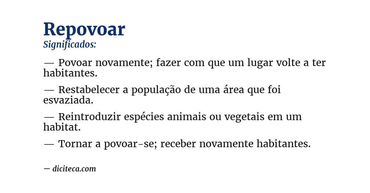 Significado de repovoar