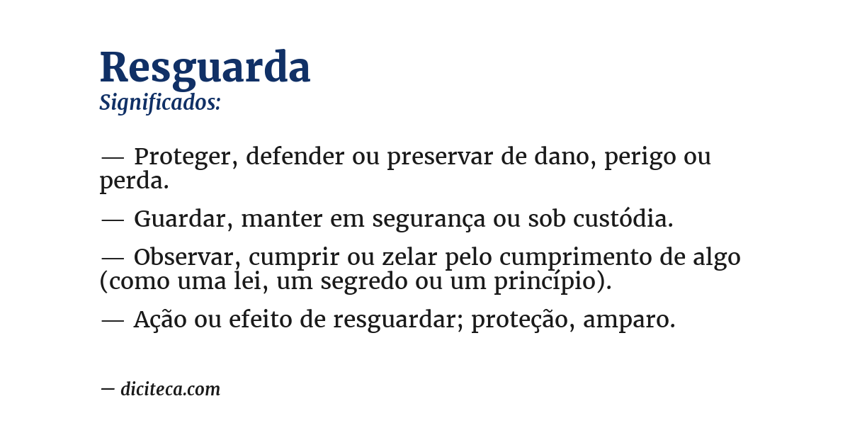 Significado de resguarda