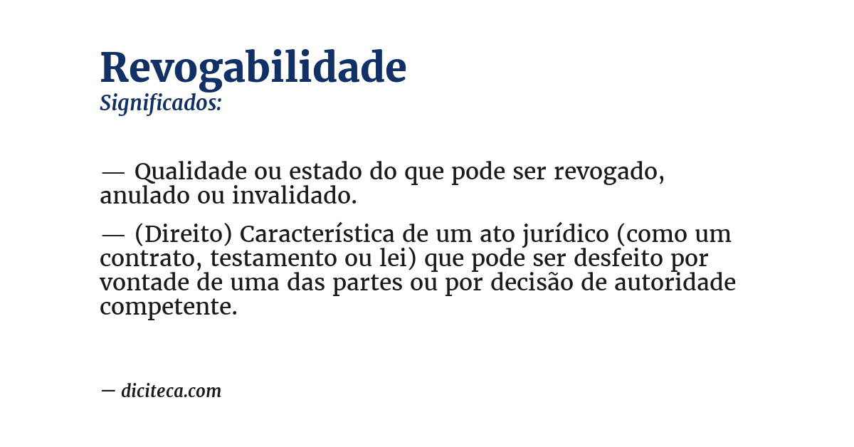 Significado de revogabilidade