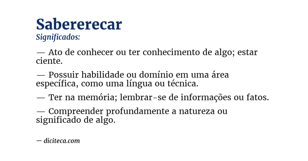 Significado de sabererecar