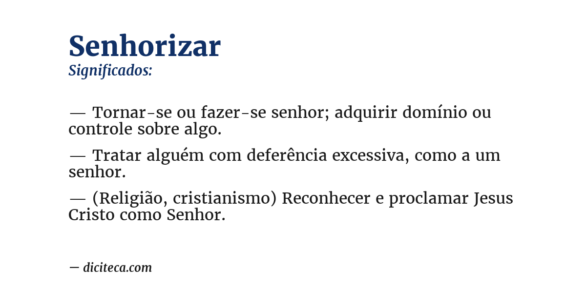 Significado de senhorizar