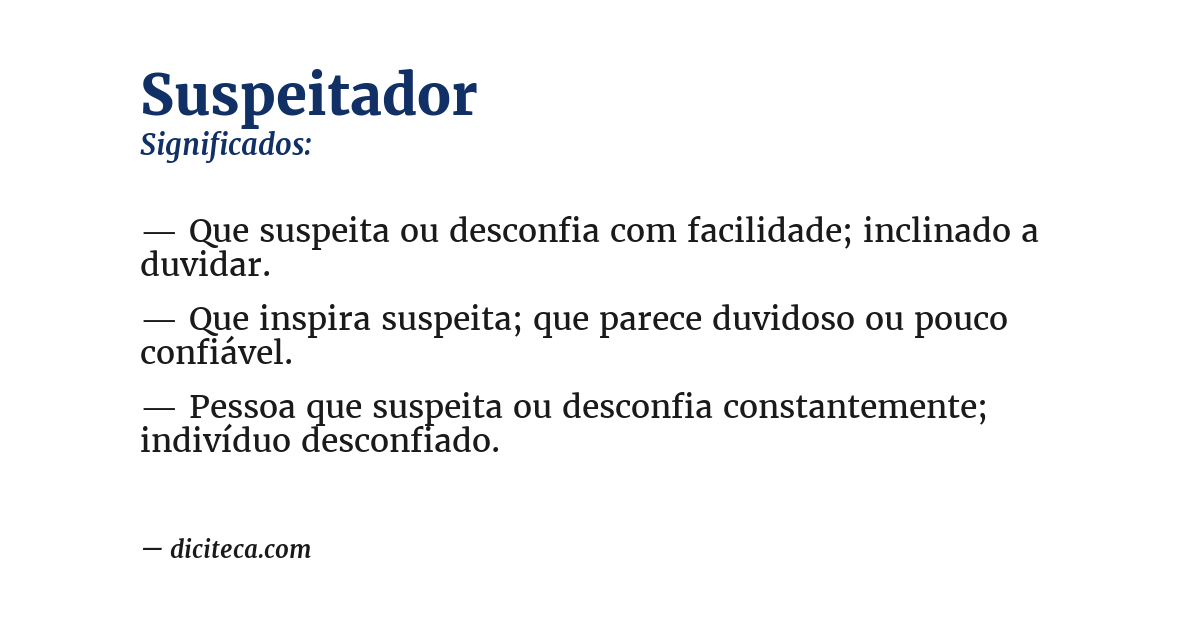 Significado de suspeitador
