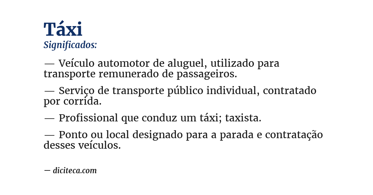 Significado de táxi