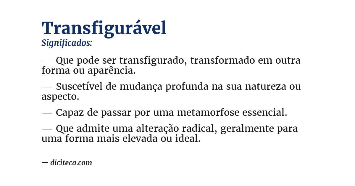 Significado de transfigurável
