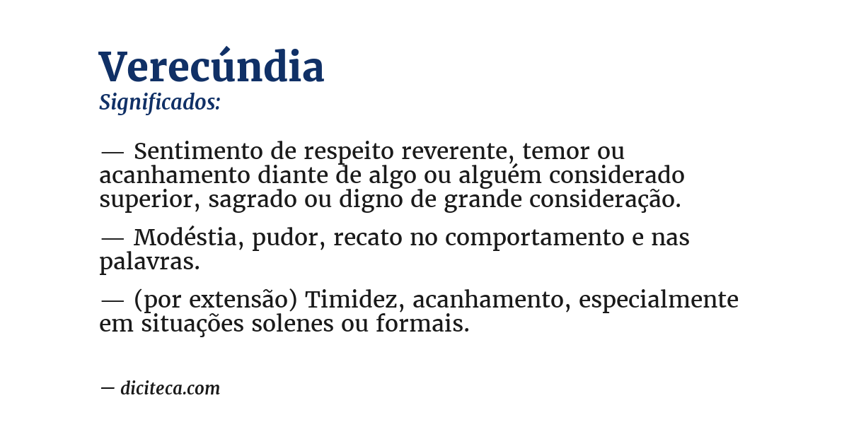Significado de verecúndia