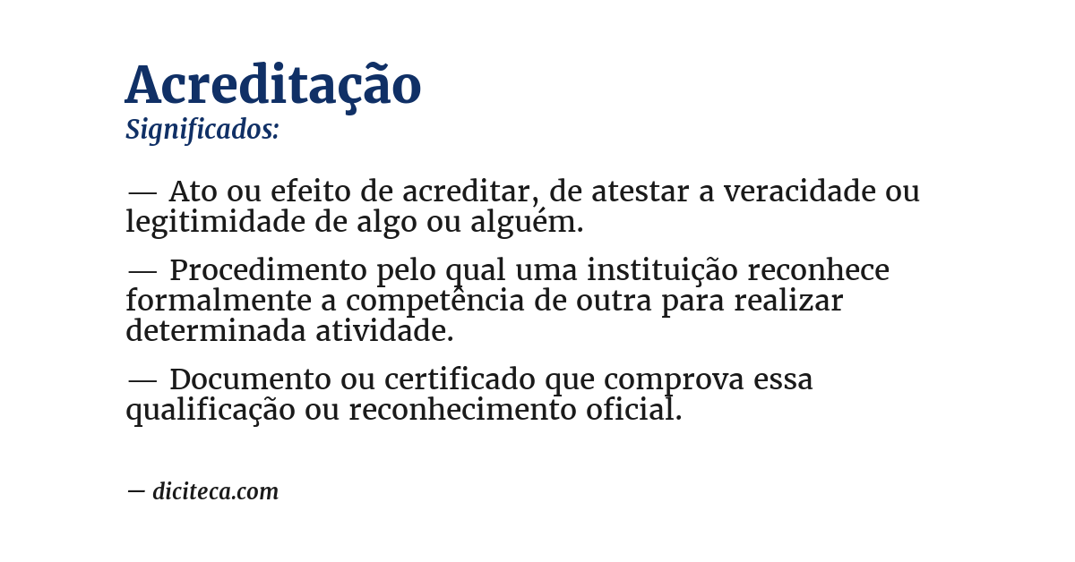 Significado de acreditação