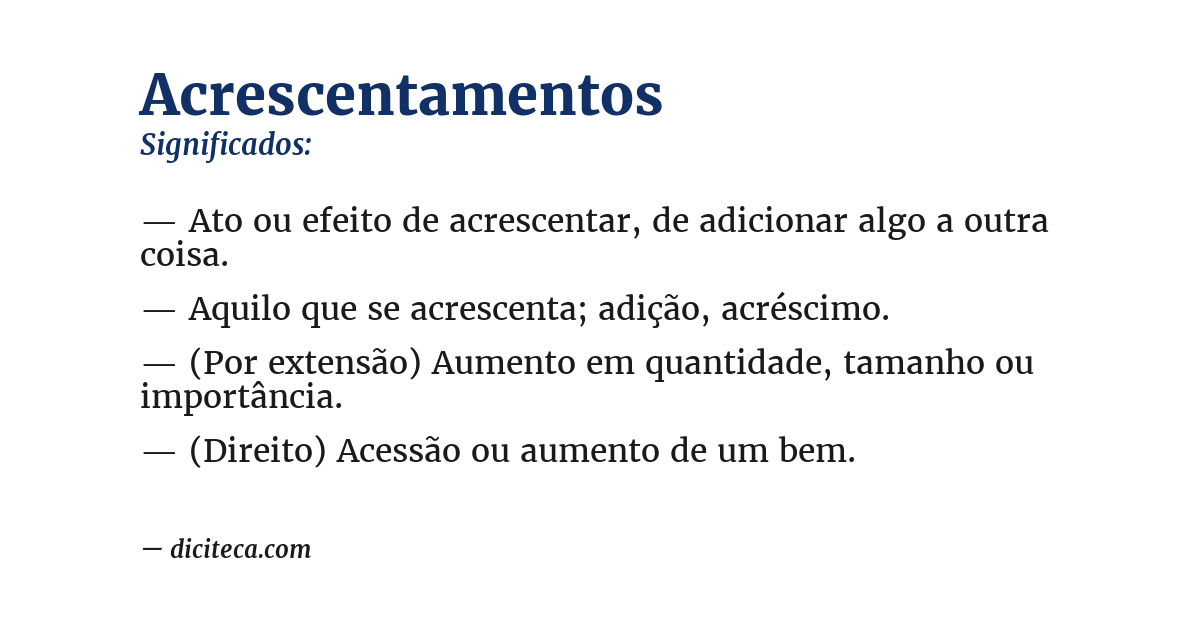 Significado de acrescentamentos