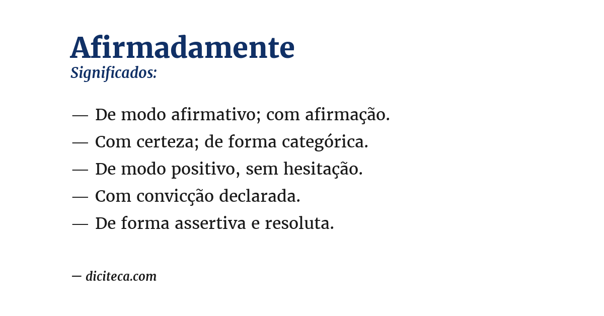Significado de afirmadamente
