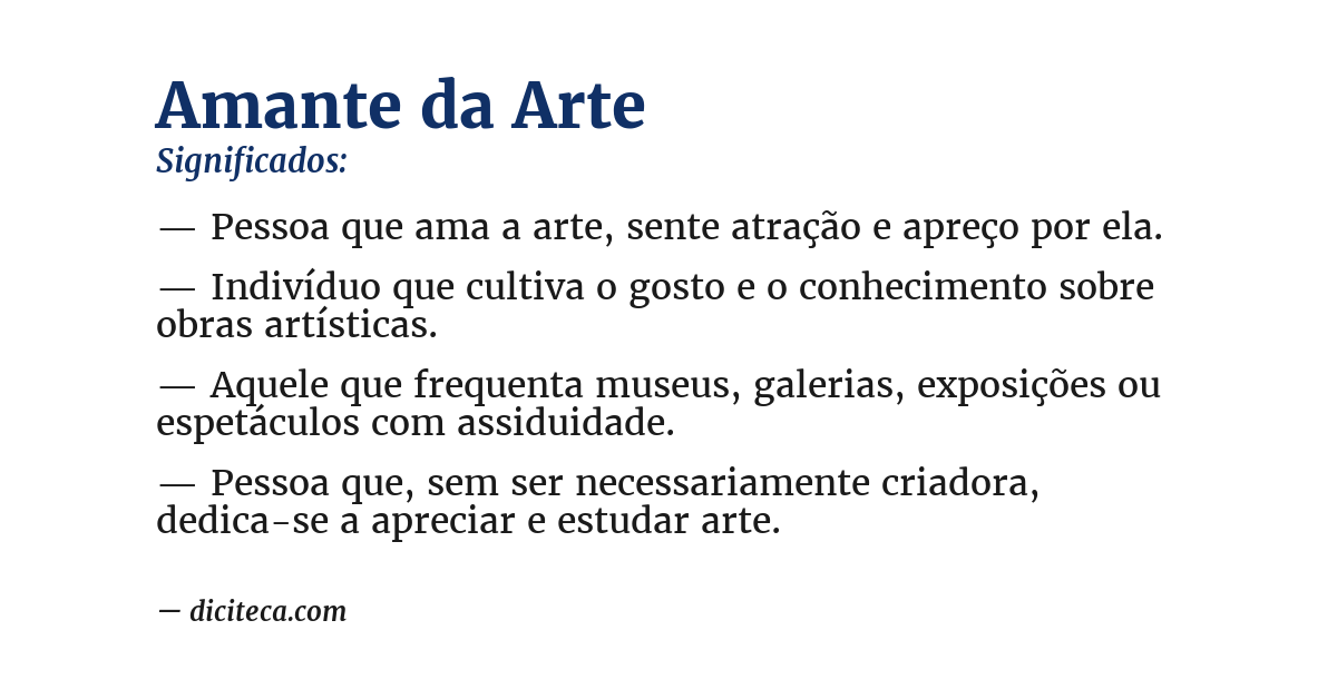 Significado de amante da arte