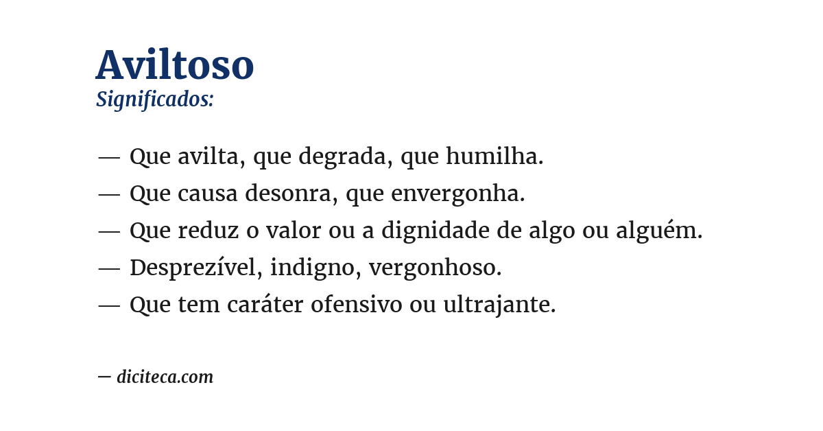 Significado de aviltoso