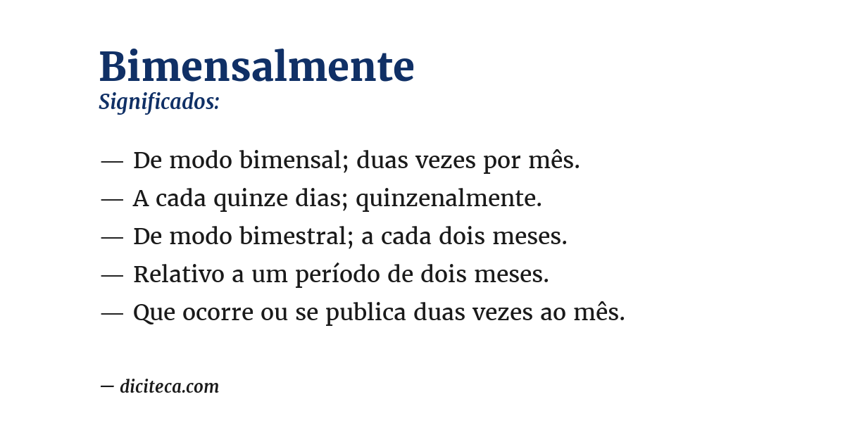 Significado de bimensalmente