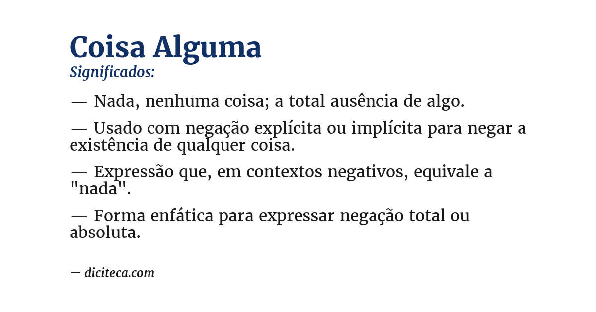 Significado de coisa alguma