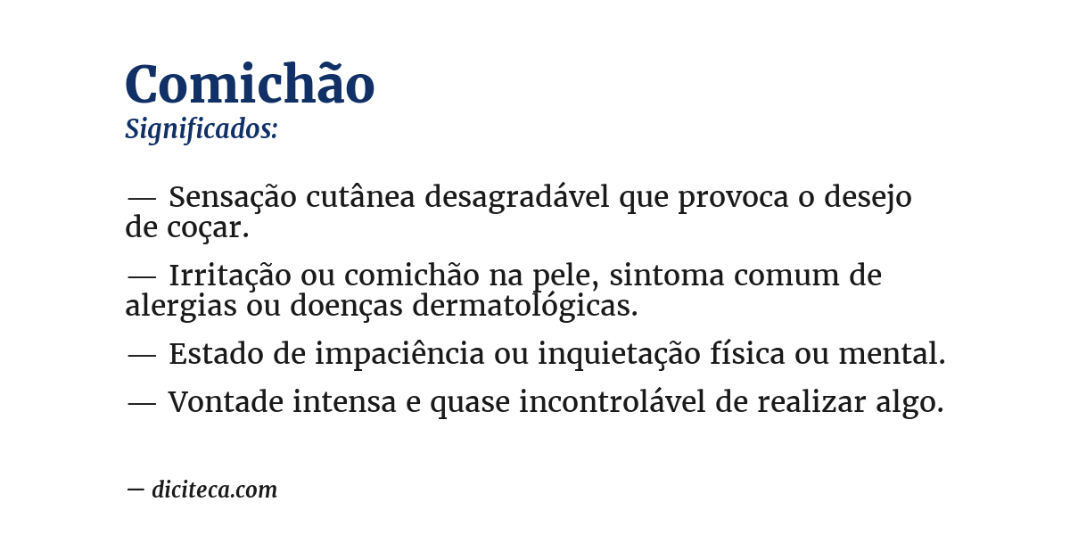 Significado de comichão